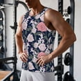 thumbnail image 5 of Gukieu Rose Flowers Print Men's Quick Dry Fitness Vest, Round Neck Sleeveless Fitness Bodybuilding Top-4X-Large, 5 of 7