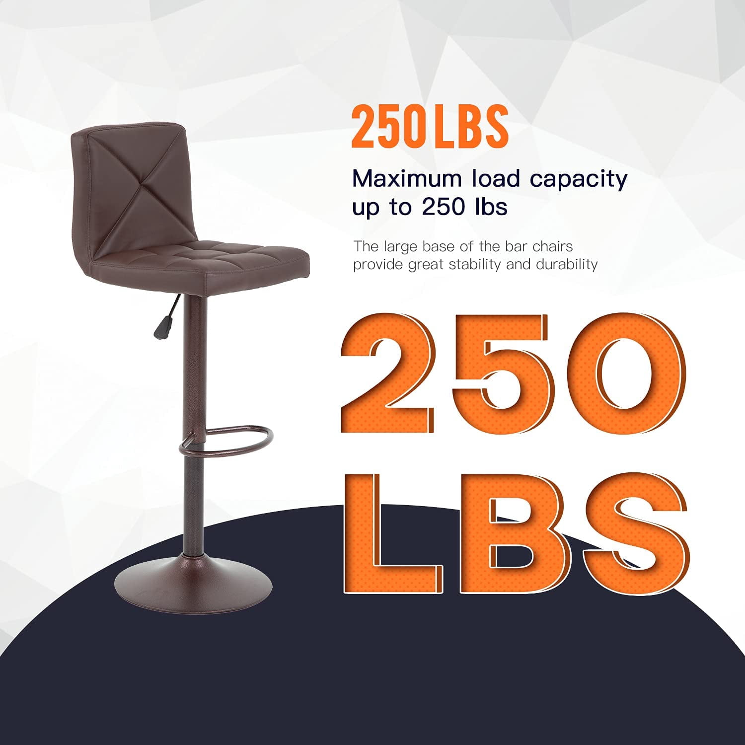 FDW Bar Stools Set of 2 Counter Height Swivel Stool PU Leather Modern Height Adjustable Swivel Barstools Hydraulic Chair Bar Stools,Brown