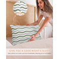 thumbnail image 5 of Hokiten Pillow Cases Standard Size Set of 2, Lumbar Pillow Covers, Sage Green Grey Satin Pillowcases with Zipper for Hair/Skin, Abstract Geometric Ocean Wave Stripe 20x26 Inches, 5 of 6