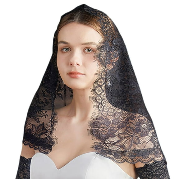 KCAHPAN Lace Flower Head Scarf Religious Hijab Veil for Formal Occasion Elegant Head Scarf Wedding Veil for Church Gathering