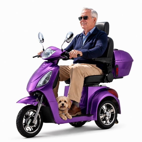 LiltJan 3-Wheel Electric Mobility Scooter for Seniors, 500lb Heavy Duty Capacity Power Scooter, 800W Motorized Medical Scooter with 31-Mile Long Battery Life