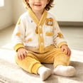 thumbnail image 4 of Amidoa Girls 2 Piece Outfits Fall Winter Clothes Print Fleece Long Sleeve Top and Jogger Pants Kids Clothing Sets Yellow Size 7-8 Years, 4 of 6