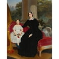thumbnail image 2 of Circle of Federico de Madrazo y Kuntz 12x14 Black Ornate Wood Framed Double Matted Museum Art Print Titled: Portrait of a Mother and Her Daughter, 2 of 5