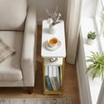 thumbnail image 3 of ZEXVIDA End Table for Narrow Space, 3 Tier Narrow Side Tables Modern Sofa Table with Storage Shelf, Bedside Table Slim Nightstand with Magazine Rack Living Room Home Office,White,White+gold, 3 of 8
