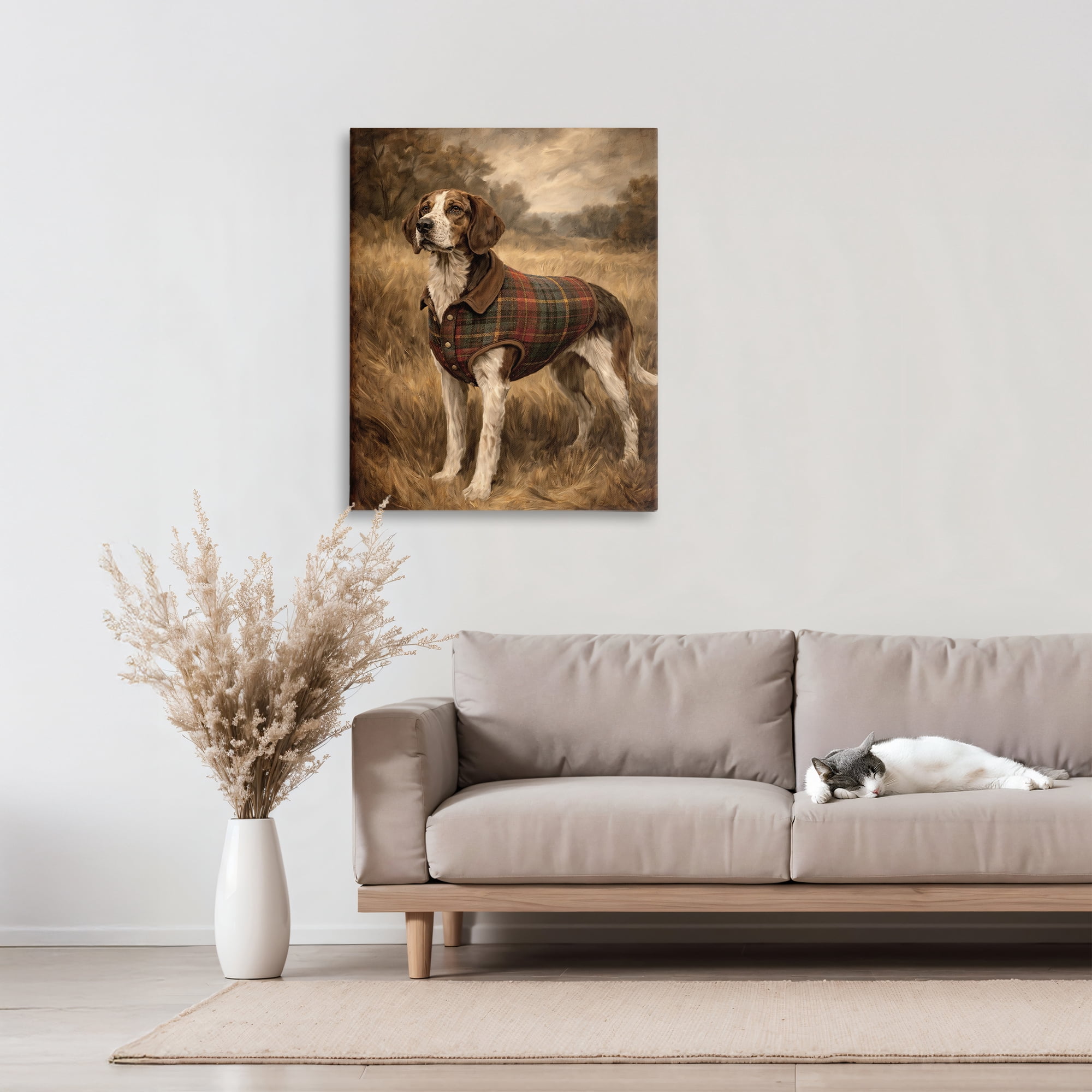 Stupell Industries Hunting Days Plaid Jacket Hound Canvas Wall Art, design by Kim Allen