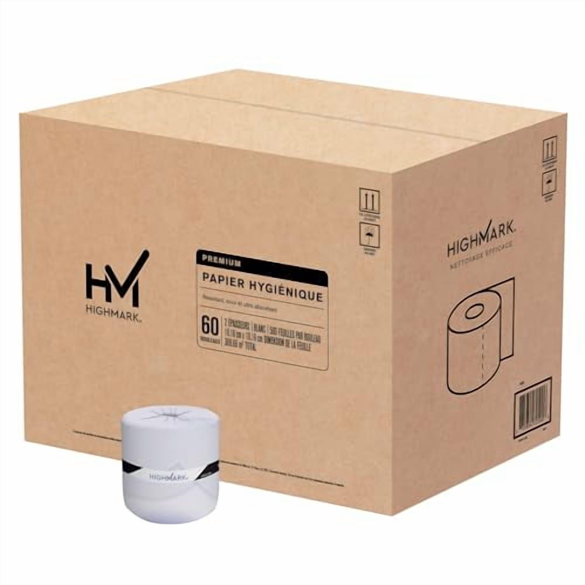 Highmark® Premium 2-Ply Toilet Paper, 500 Sheets Per Roll, Pack Of 60 Rolls