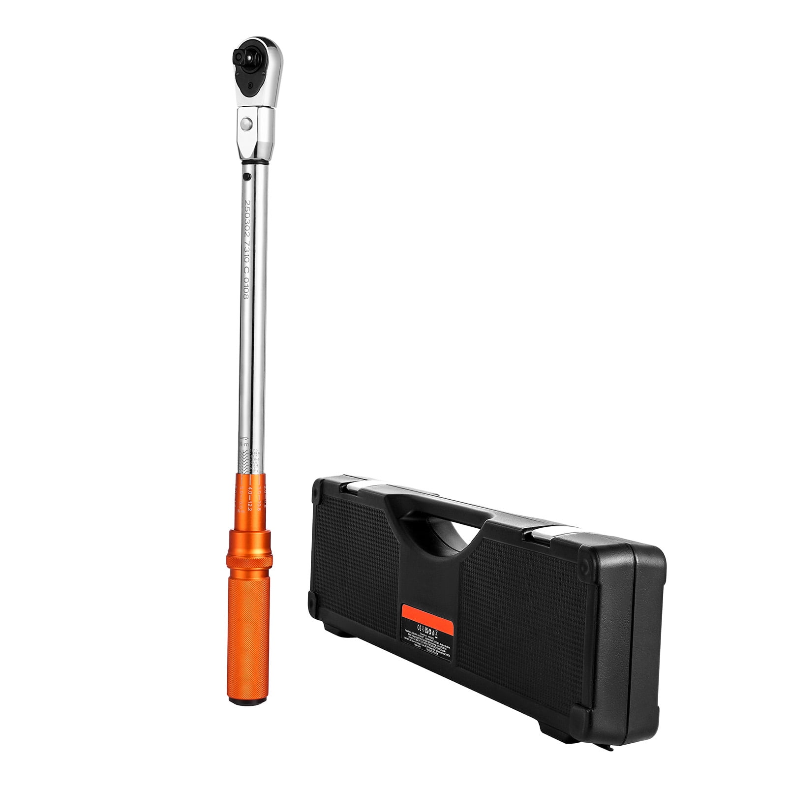 KFFKFF Adjustable Click Torque Wrench, 1/2 Inch Drive, 20-160 lbf-ft/27.1-216.8 N.m, Dual-Direction with Dual Range Scales, 72-Tooth Design, ±2% Accuracy, Includes Adapter, Interchangeable Jaw