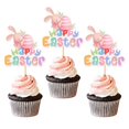 thumbnail image 1 of Ercadio 24 toppers para cupcakes de Pascua con conejito feliz, 1 of 9