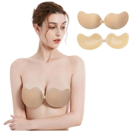 WOXINDA Push Up Strapless Self Adhesive Bra Air Holes Backless Sticky Bras Strapless Backless Bras Sticky Covers for Women