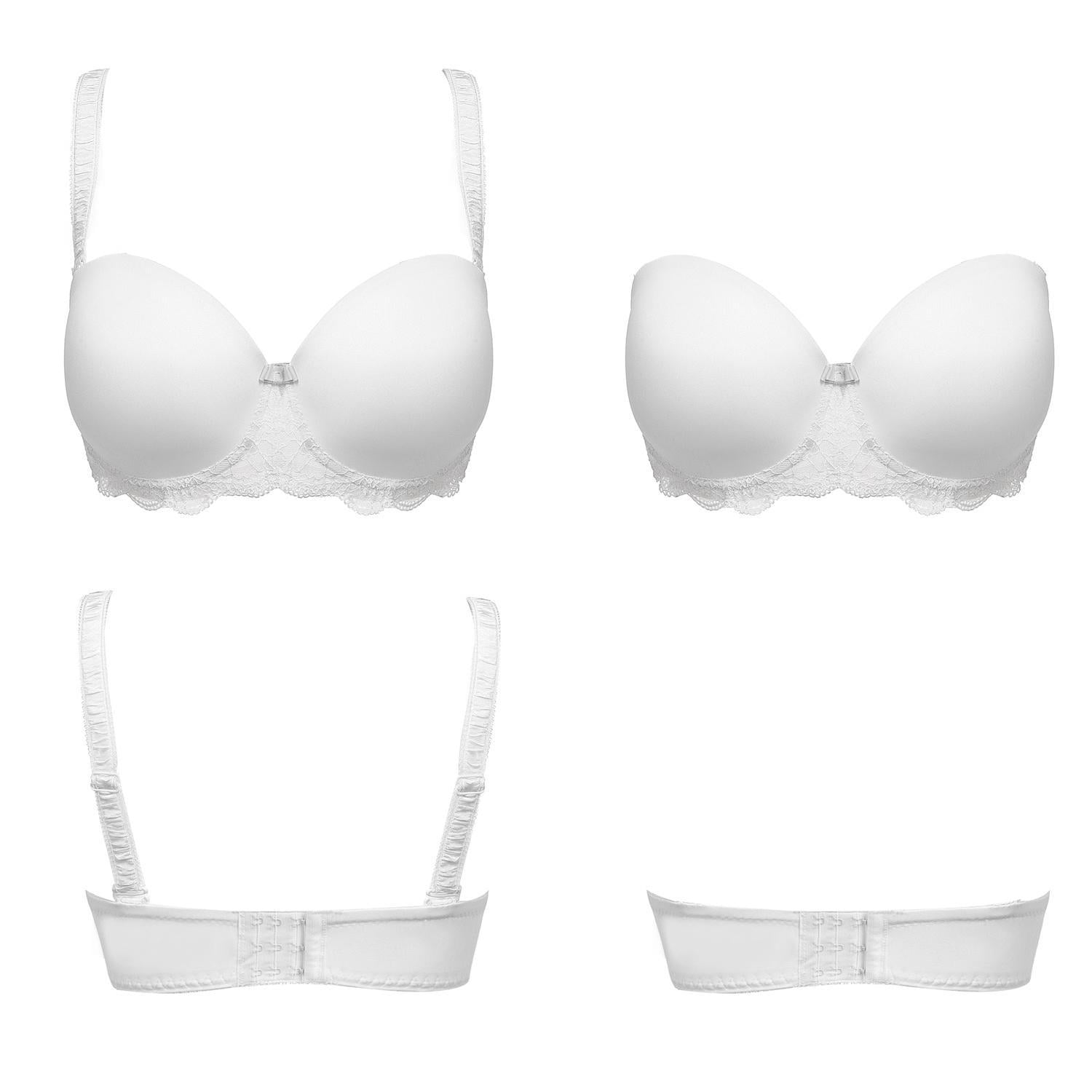 DEAML Women Bra Full Cup Bra Padded Underwire Lace Hem Wide Strap