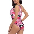 thumbnail image 4 of Gaeub Panda Heart Valentine Pink Women's One Shoulder Ruffle Tummy Control Swimwear for Swimming Surfing Beach Party - X-Large, 4 of 8