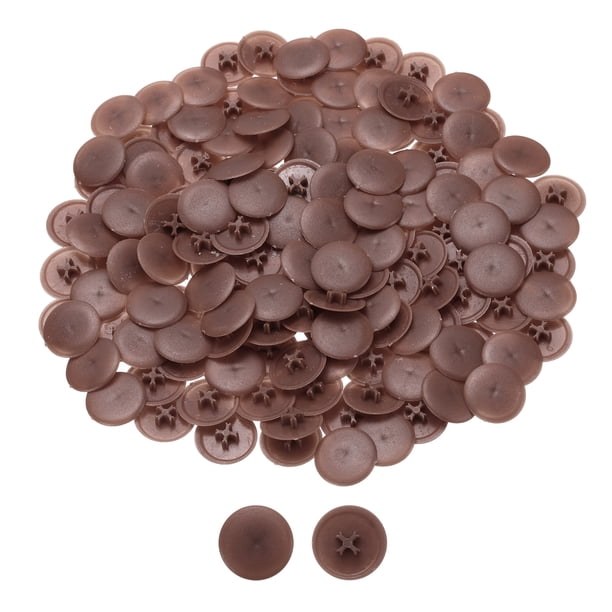 Uxcell 150Pcs Cubiertas de Tornillo de Plástico para Cabezas de Tornillos Phillips, Cubiertas de Tornillo de 17mm, Café Claro