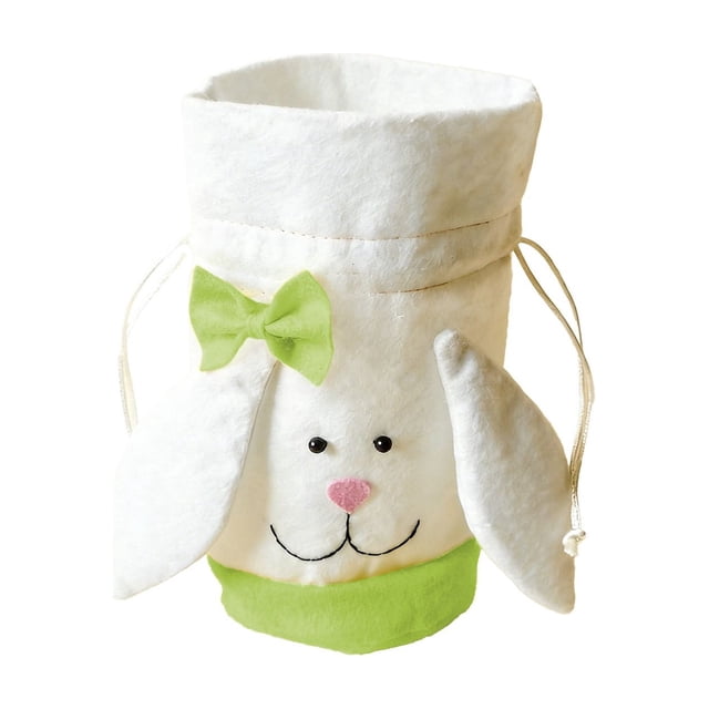 TanSiDing Easter Bunny Tote Bag for Candy & Egg Hunt, Soft Fabric Party Favor Gift Bag with Handle, Festive Holiday Decorations