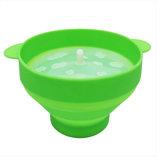 Popcorn Microwave Silicone Foldable Kitchen Easy Tools DIY Popcorn Bucket Bowl Maker with Lid,Green,1 * popcorn bucket,Green