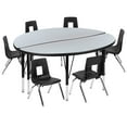 thumbnail image 2 of Flash Furniture Emmy 47.5" Circle Wave Flexible Laminate Activity Table Set with 14" Student Stack Chairs, Grey/Black, 2 of 12