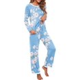 thumbnail image 3 of Pyjama à Manches Longues pour Femmes, Col Rond Doux, FP-Bleu Clair, 3 of 5