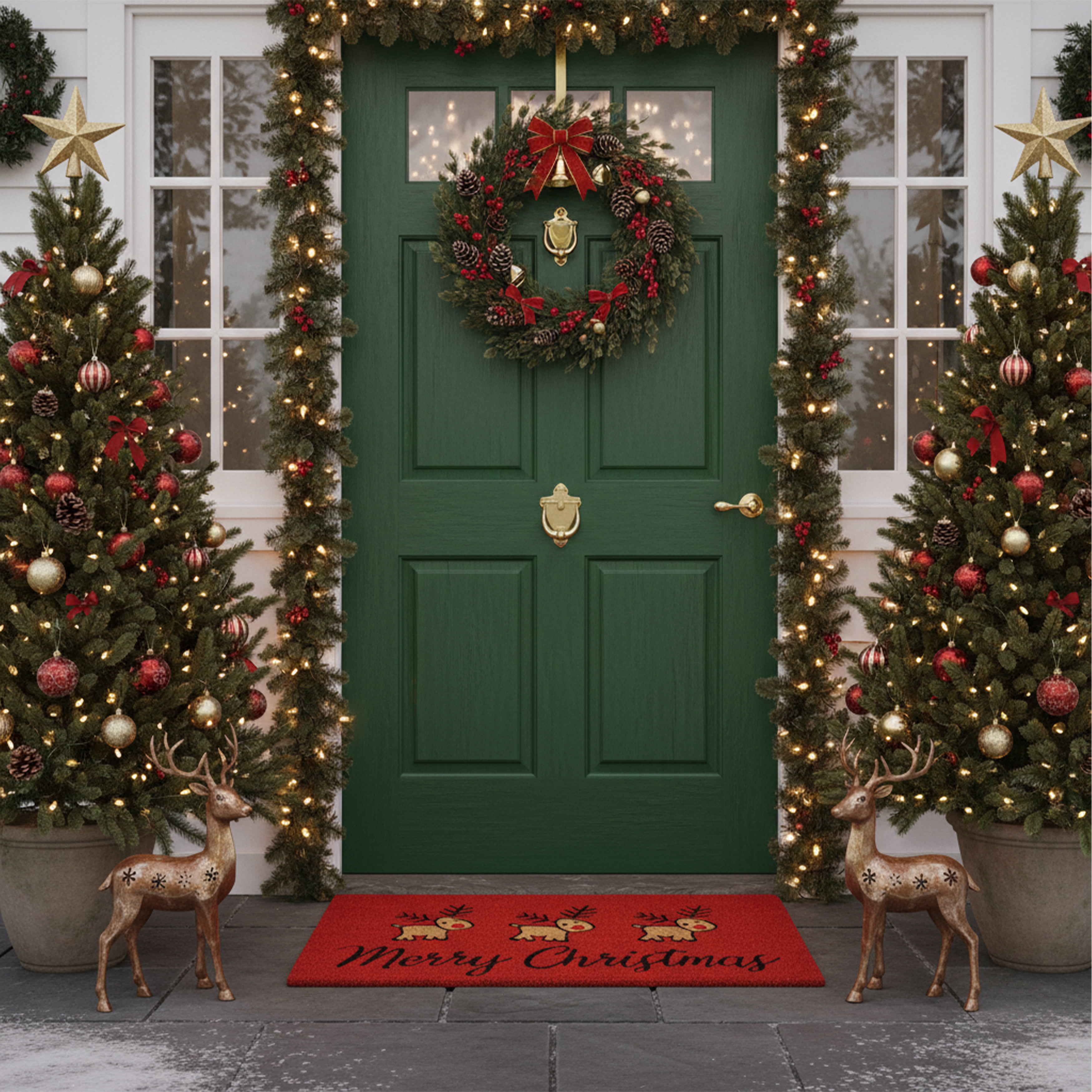Calloway Mills 107311729 17 x 29 in. Merry Christmas Deer Rectangular Doormat, Multi Color