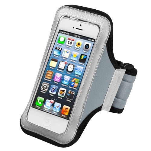 Adjustable Sports Gym Running Armband Case Holder With Valcro Strap For Apple iPhone 5S White 5C 5 & iPod Touch 5 