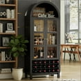thumbnail image 2 of 70" Tall Black Engineered Wood Arched Wine Cabinet with 18-Bottle Rack, 2 of 8