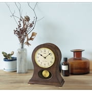 Seiko Tai Brown Wooden Mantel Clock Battery Analog Quartz QXQ037BLH