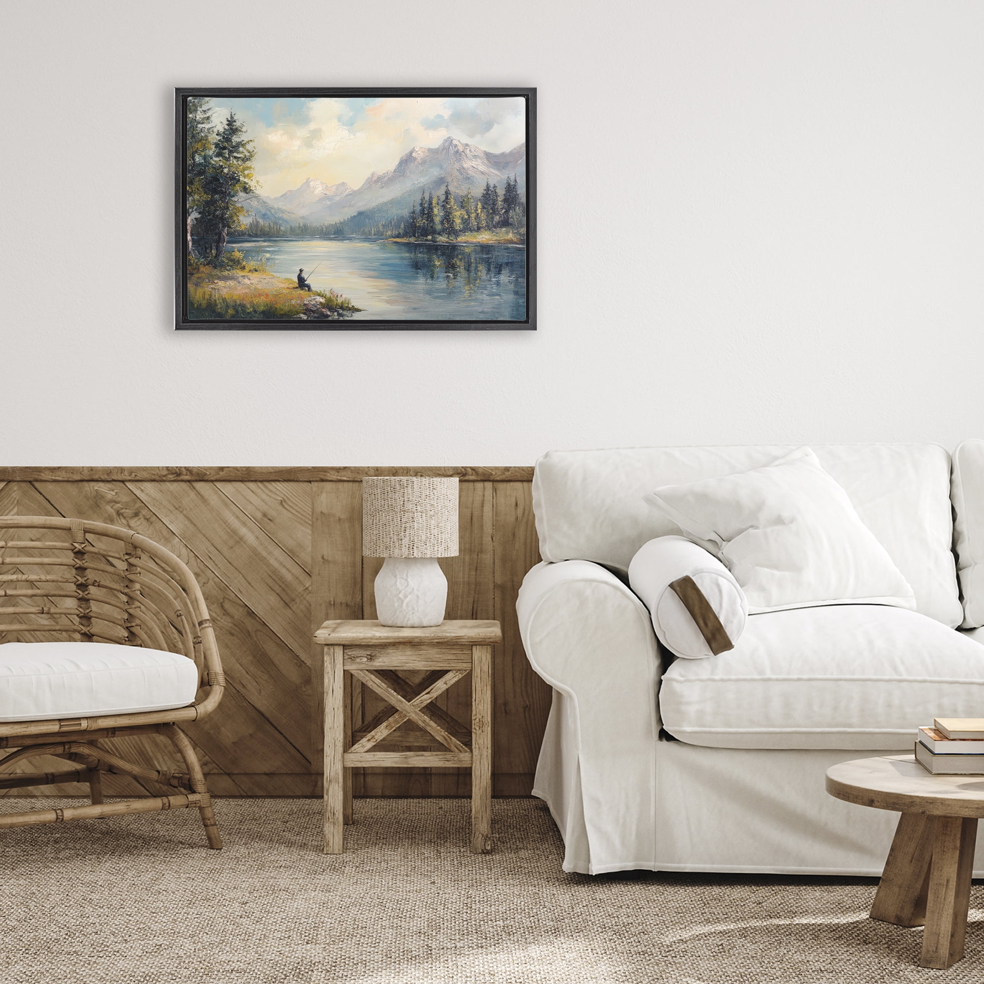Stupell Industries Secret Fishing Spot Black Framed Floater Canvas Wall Art, design by Petal Prints Design