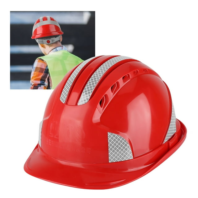 Casque de Protection de Chantier, Chapeau Dur en ABS Ventilé, Rayures Réfléchissantes, Orange