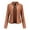 Brown, variant on Babysbule Womens Coats Clearance New Women's Slim Leather Stand-Up Collar Zipper Stitching Solid Color Jacket