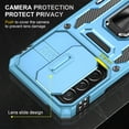 thumbnail image 7 of Rugged Case for Samsung Galaxy A32 5G, Sliding Lens Camera Cover Protection Ring Stand Compatible with Magnetic Car Mount Military Grade Shockproof Hybrid Case for Samsung Galaxy A32 5G, Lightblue, 7 of 7