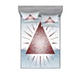 thumbnail image 2 of Geometric Bedding Set with Sheet & Covers, Digital Triangle Form with Dots Retro Pyramid Graphic Print, Printed Bedroom Decor 2 Shams, 4 Sizes, Burgundy and Blue, by Ambesonne, 2 of 3