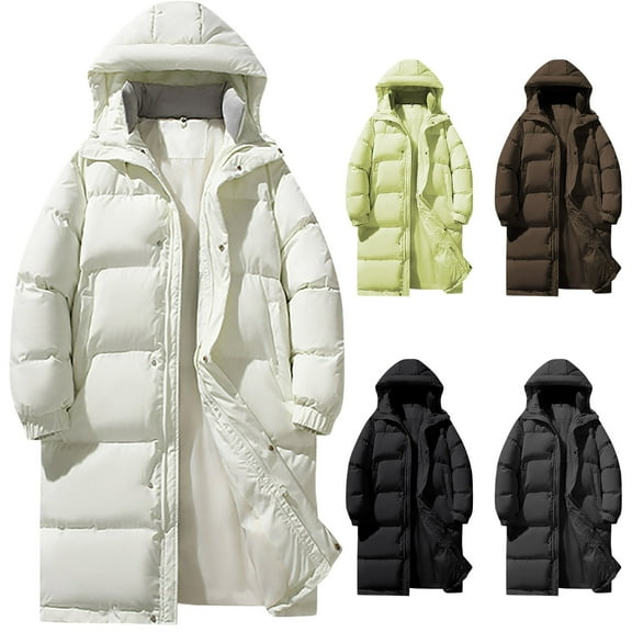Miluxas Men's Long Winter Coat Waterproof Thicken Warm Parka Quilted Insulated Puffer Jacket with Removable Hood Yellow