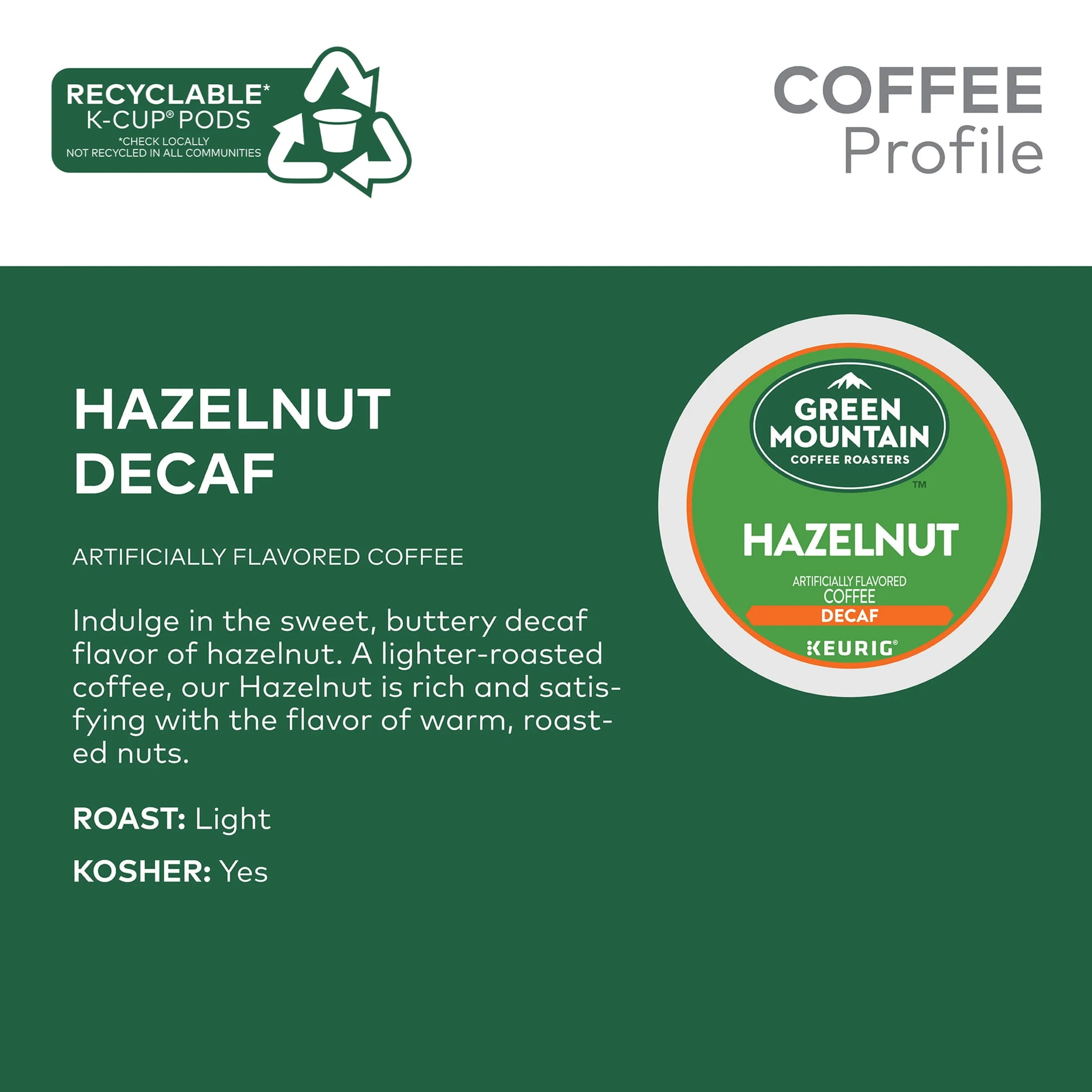 Green Mountain Hazelnut Decaf Coffee, 24Ct