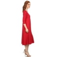 thumbnail image 3 of Women's Comfortable 3/4 Sleeve Midi Dress – Solid A-Line Casual Fit, 3 of 4