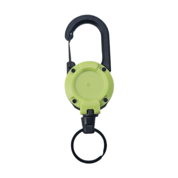 Llavero retráctil con carrete para llaves, cable telescópico, clip para llavero, mosquetón, llaveros verde