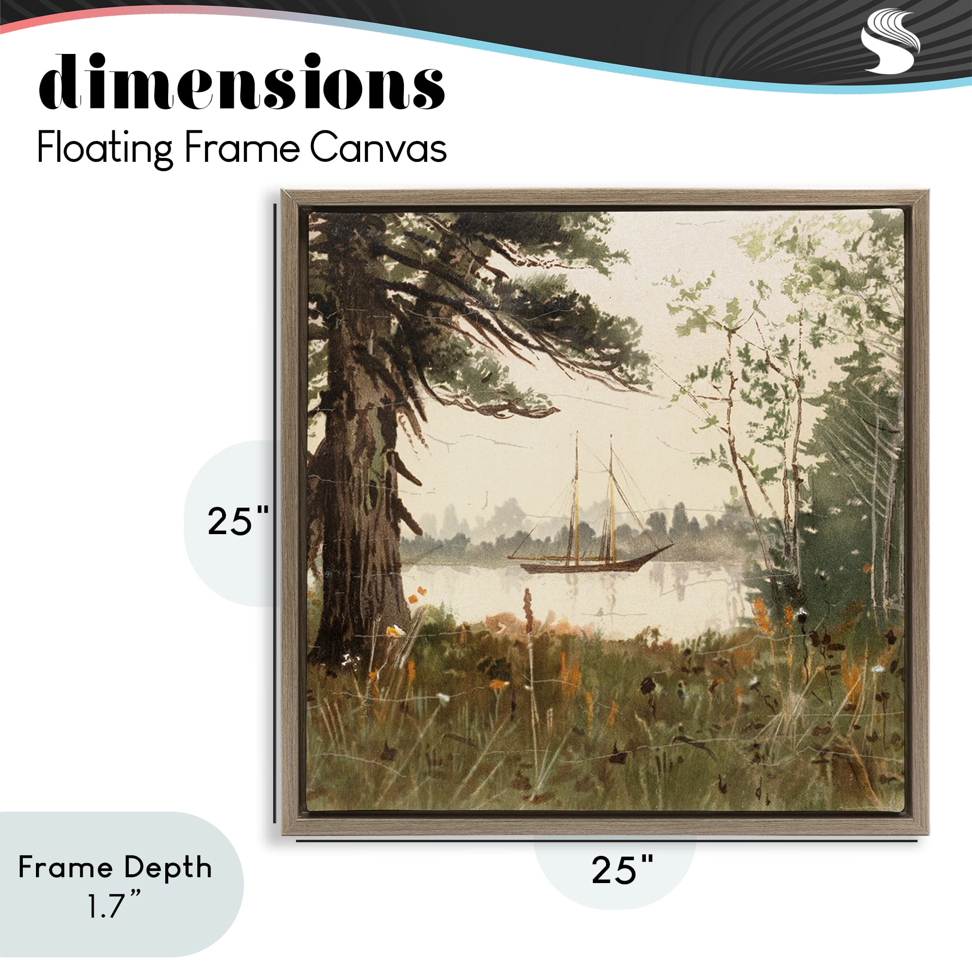 Stupell Industries Boating View Through Trees Brown Framed Floater Canvas Wall Art, design by Lula Bijoux & co.