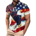 thumbnail image 2 of Afuyipoi Men’s 4th of July Printed Short Sleeve Polo Shirt, Turn-Down Collar Relaxed Fit Pullover Tops Light Blue Size 2XL, 2 of 6
