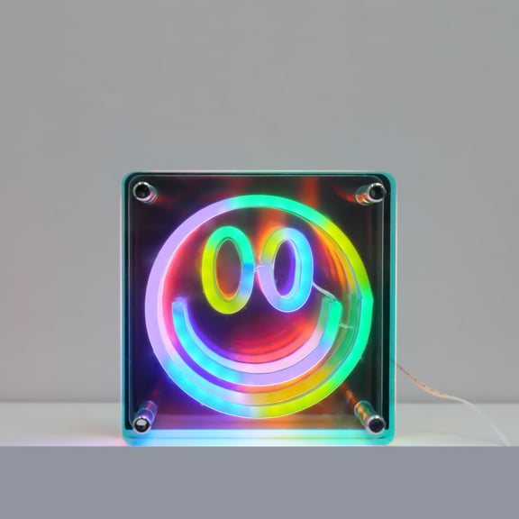 Neon Art Infinity Mirror Lights Wall & Desk Sign-Smile (SMILE3D)