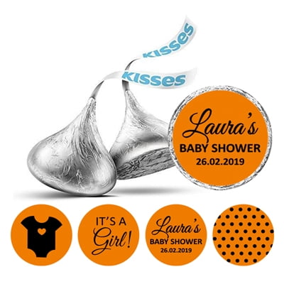 Darling Souvenir 190 Pcs Baby Shower Theme Custom Stickers for chocolate Candy Labels-Orange
