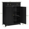 thumbnail image 3 of Yaheetech Modern Wooden Bathroom Floor Cabinet with Large Drawer & Double Doors, Black, 3 of 7