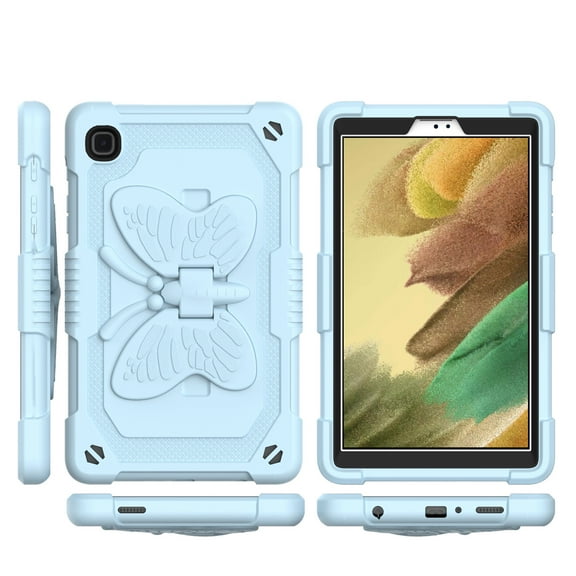 Case For Samsung Galaxy Tab A7 Lite (8.7 inch) Butterfly Wings Kickstand 3in1 Tough Hybrid with Pencil Holder Rugged Shockproof Tablet Cover [ Light Blue ]
