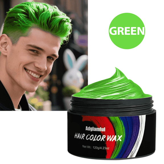 Adglamful Hair Color Wax - Temporary Hair Dye for Green Hair, Waterproof, Long-Lasting, Natural Finish - 120g (4.23oz)