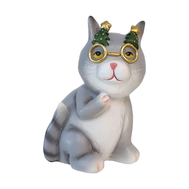 Estatuas de gatos Decoración del hogar Figuras decorativas Figuras de gatos para amantes de los gatos Gris