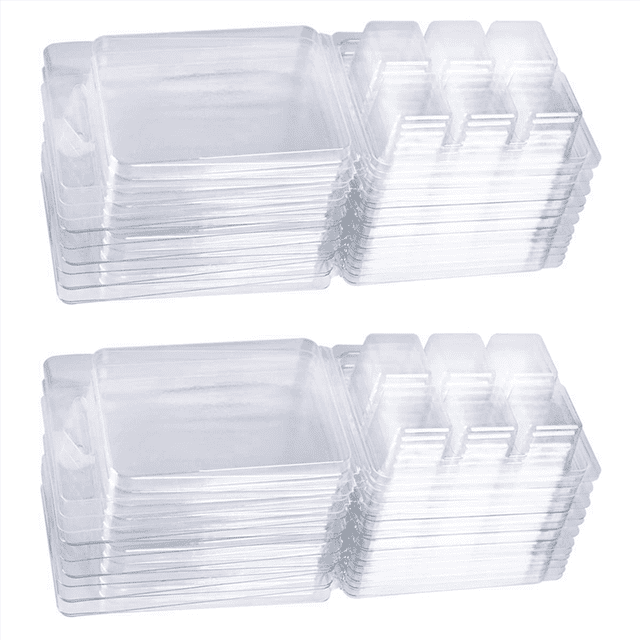 200 Packs Wax Melt Clamshells , Clear Empty Plastic Square Tray for Wax Tarts Candles