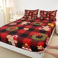 thumbnail image 3 of Feelyou Retro Western Christmas Bed Sheets, Cute Gingerbread Man King Sheets, Black Red Buffalo Sheet Set, Breathable Home Decor, 4pcs, 3 of 7