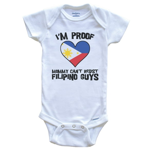 I'm Proof Mommy Can't Resist Filipino Guys Philippines Flag Heart Baby Bodysuit, 0-3 Months White