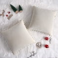 thumbnail image 2 of Yesfashion Velvet Throw Pillow Covers Set of 2, Pompom Decorative Pillowcases Solid Soft Cushion Covers, 12x20 inch, 2 of 8