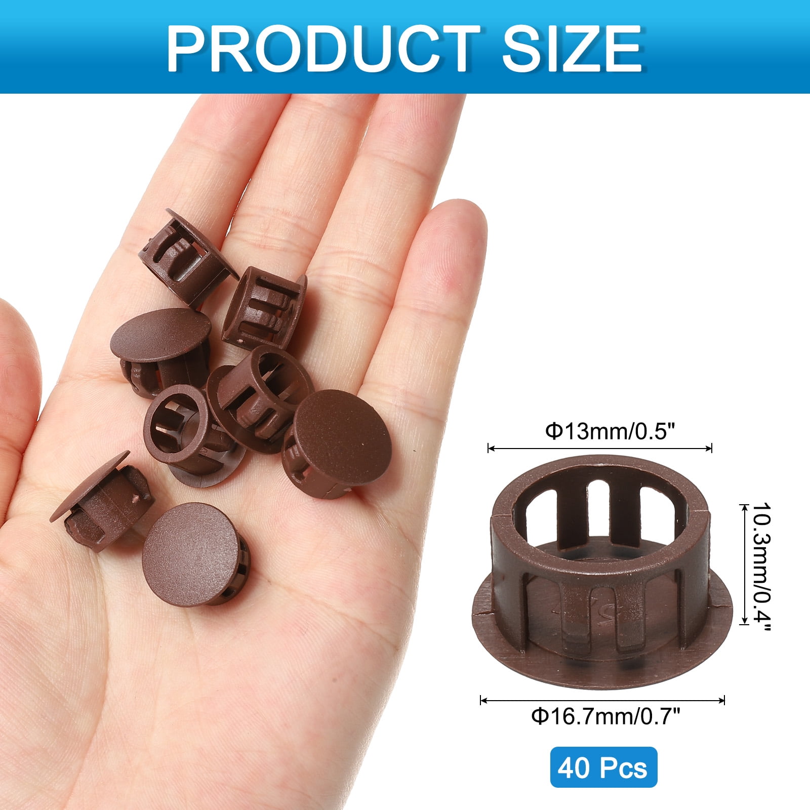 Unique Bargains Durable Plastic Hole Plugs for Furniture Applications Dark Brown 1/2"