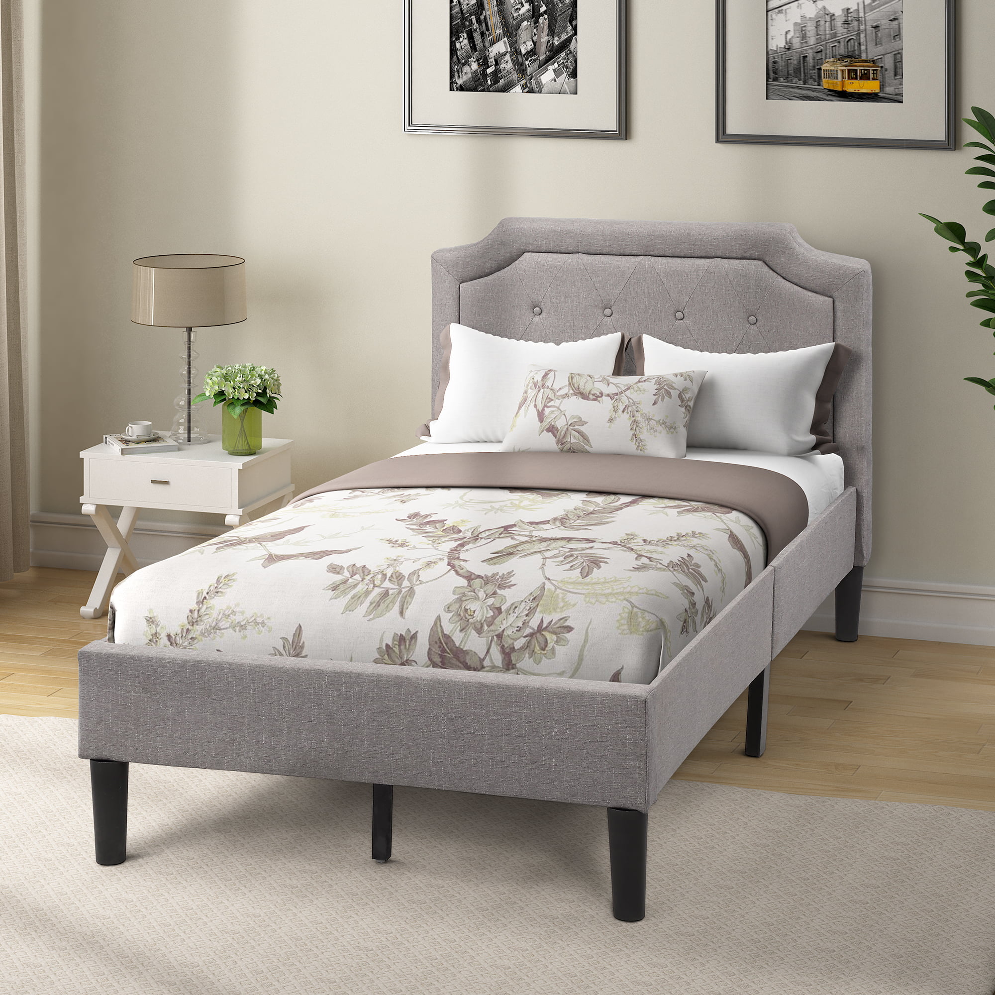 Clearance! Twin Bed Frame No Box Spring Needed, 2020 Newest Upholstered