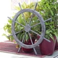 thumbnail image 5 of Nagina International Frosty Antique Junkyard Crafted Wooden Ship Wheel | Pirate's Home Wall Decor (24 Inches, Gloss Finish), 5 of 5