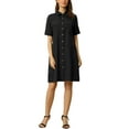 thumbnail image 2 of INSPIRE CHIC Women's Collared Short Sleeve Safari Pocket Belt Button up Shirt Dress, 2 of 6