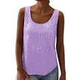 thumbnail image 4 of Womens Sequin Tank Top Sleeveless Light Purple Sparkly Vest Glitter Tops Ladies Holiday Outfits Womens Holiday Tops, 4 of 6